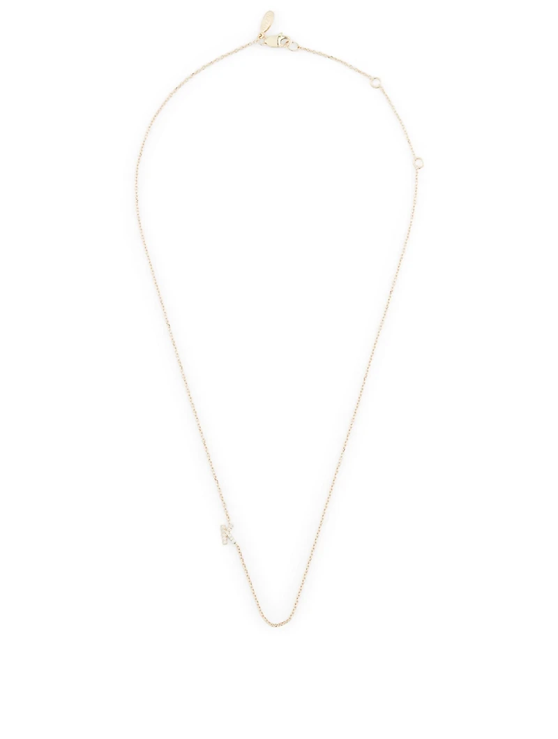 Love Letter Gold K Initial Necklace With Pavé Diamonds