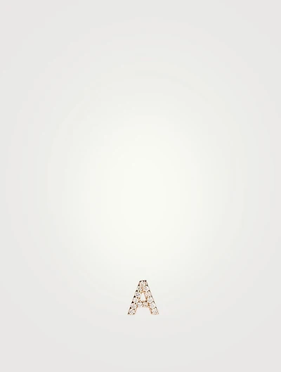 Love Letter Gold A Initial Stud Earring With Pavé Diamonds