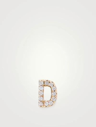 Love Letter Gold D Stud Earring With Diamonds