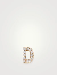 Love Letter Gold D Stud Earring With Diamonds