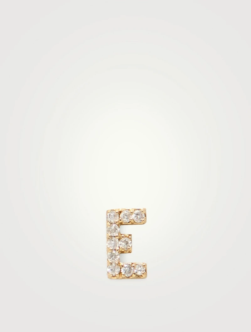 Love Letter Gold E Stud Earring With Diamonds