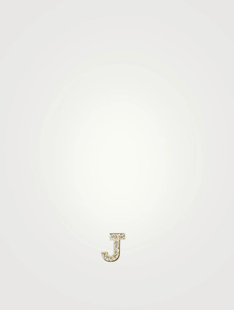 Love Letter Gold J Stud Earring With Diamonds