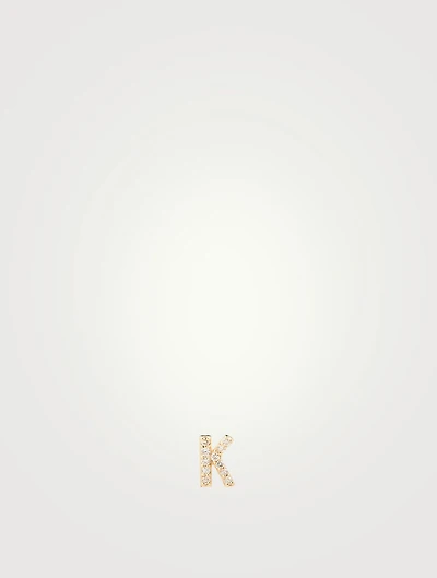 Love Letter Gold K Initial Stud Earring With Pavé Diamonds