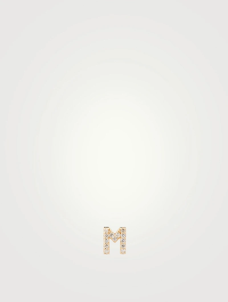 Love Letter Gold Initial Stud Earring With Pavé Diamonds