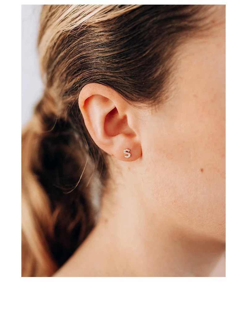 Love Letter Gold S Initial Stud Earring With Pavé Diamonds