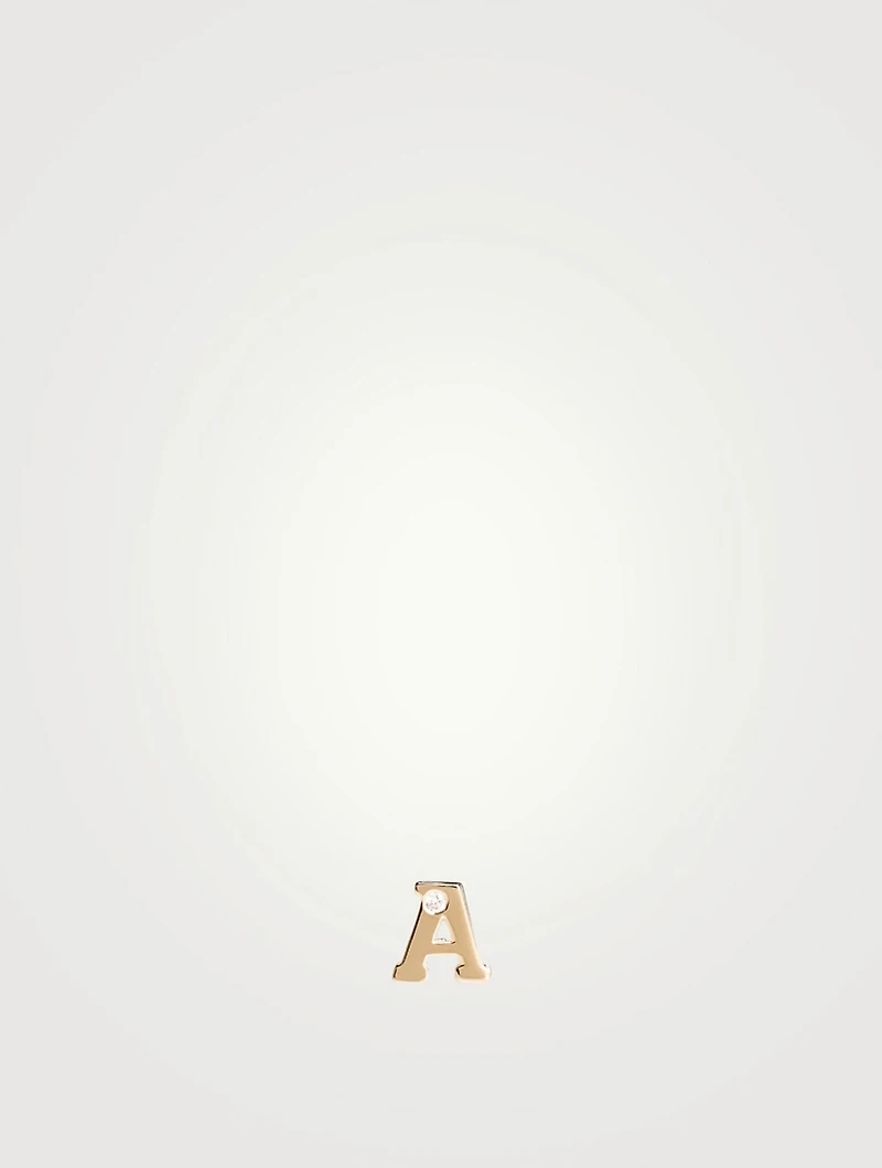 Love Letter Gold A Initial Stud Earring With Diamond