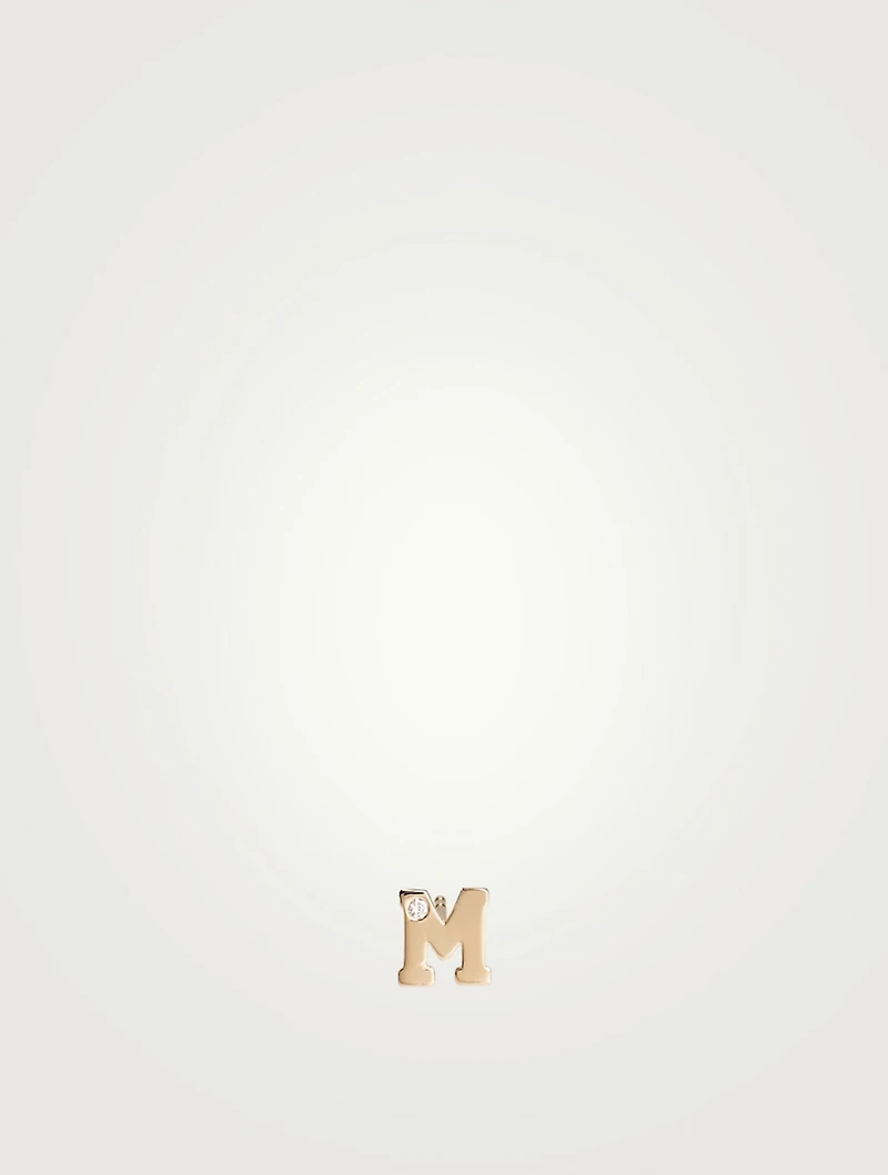 Love Letter Gold Initial Stud Earring With Diamond