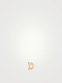 Love Letter 14K Gold D Initial Stud Earring With Diamond