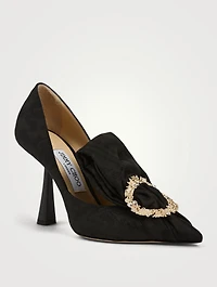 Lyz 100 Jacquard Mules With Crystal Buckle
