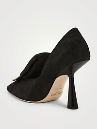 Lyz 100 Jacquard Mules With Crystal Buckle