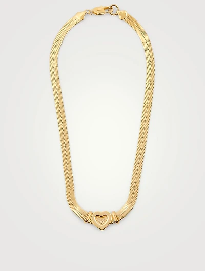 Cuore 14K Gold Plated Herringbone Chain Necklace