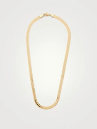18-Inch 14K Gold Plated Omega Herringbone Chain Necklace
