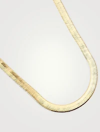 18-Inch 14K Gold Plated Omega Herringbone Chain Necklace