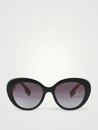 Round Sunglasses With Vintage Check