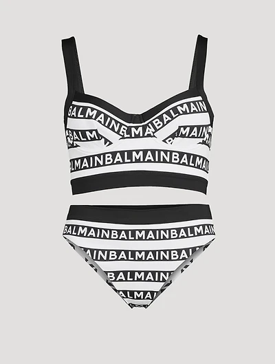 2-Piece Swimsuit Logo Stripe Print
