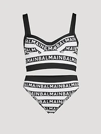 2-Piece Swimsuit Logo Stripe Print
