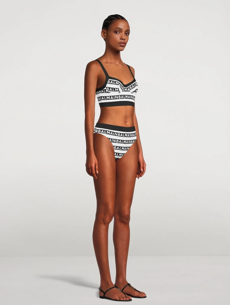 2-Piece Swimsuit Logo Stripe Print