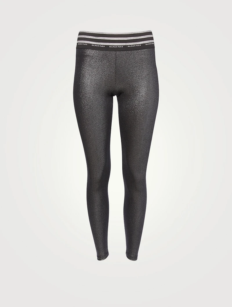 Logo Band Metallic Leggings