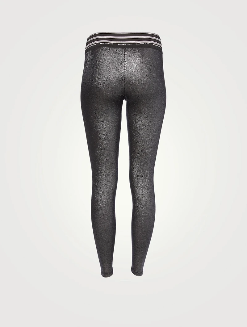 Logo Band Metallic Leggings