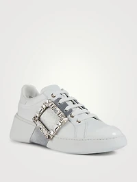 Viv' Skate Glitter Strass Buckle Leather Sneakers