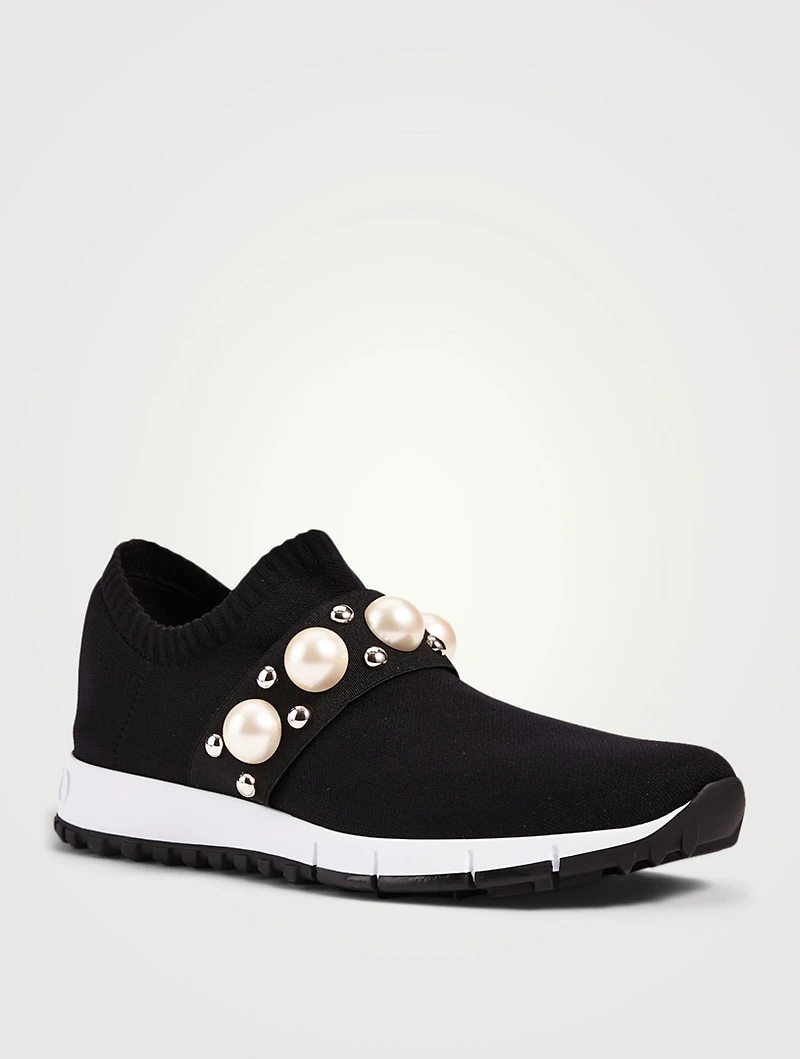 Verona Knit Sock Sneakers With Pearls & Studs