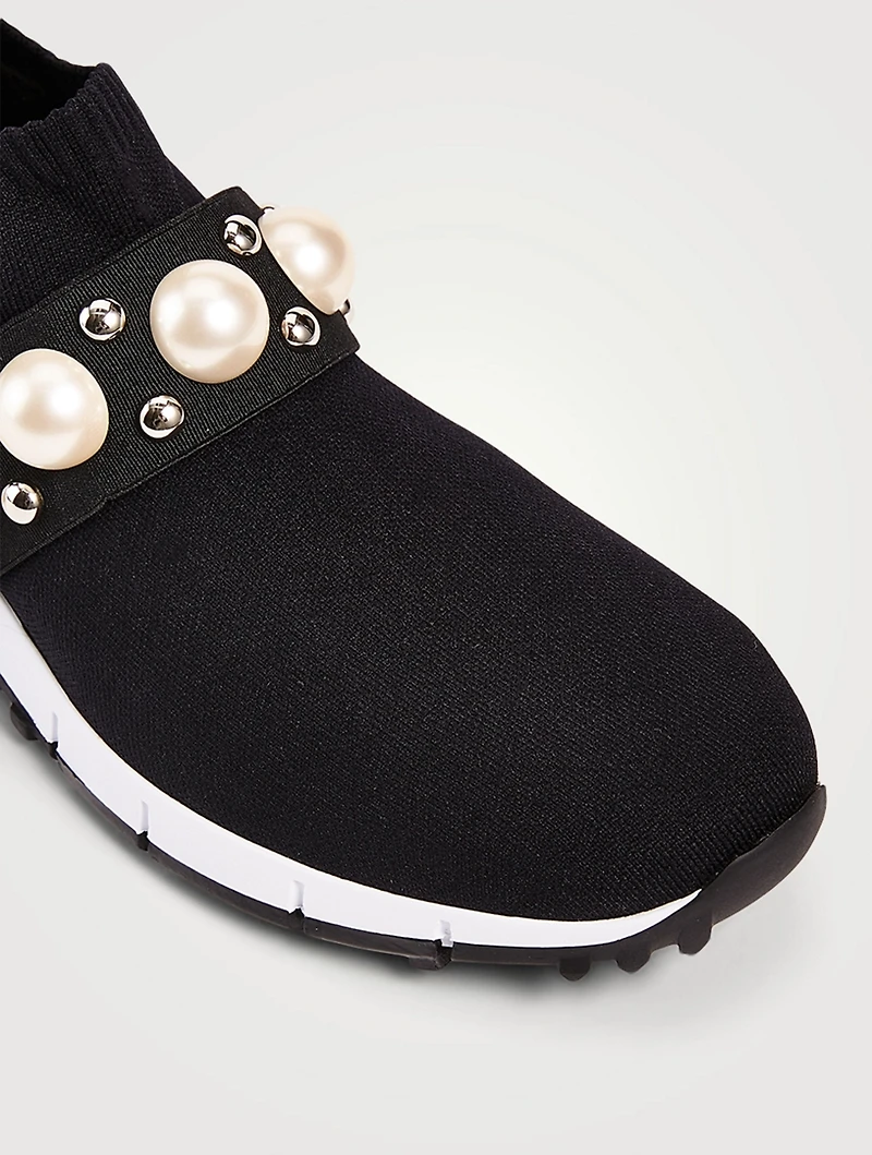 Verona Knit Sock Sneakers With Pearls & Studs