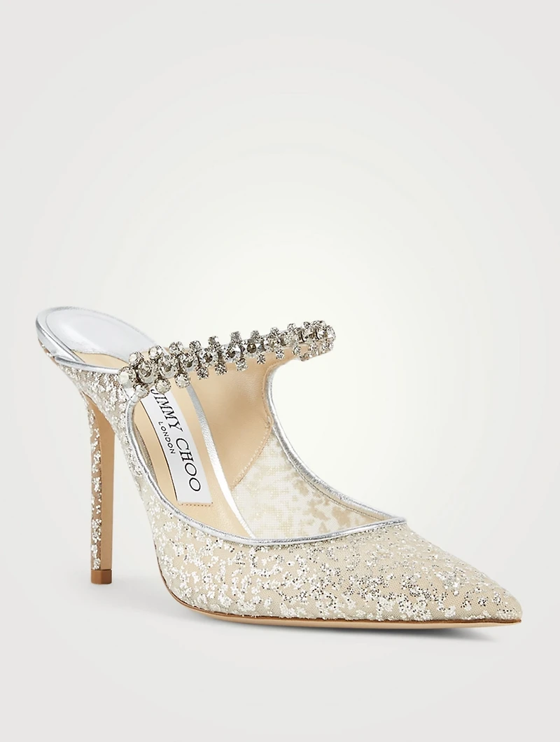 Bing 100 Glitter Tulle Mules With Crystal Strap