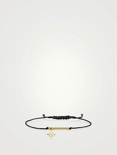 Cord Bracelet With 14K Gold Diamond Starburst Charm