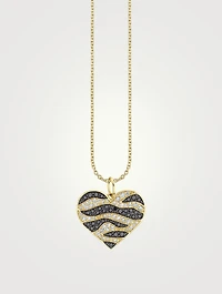 14K Gold Tiger Heart Necklace With Diamonds