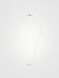 14K White Gold Chain Necklace With Small Diamond Hope Script