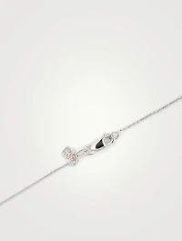 14K White Gold Chain Necklace With Small Diamond Hope Script