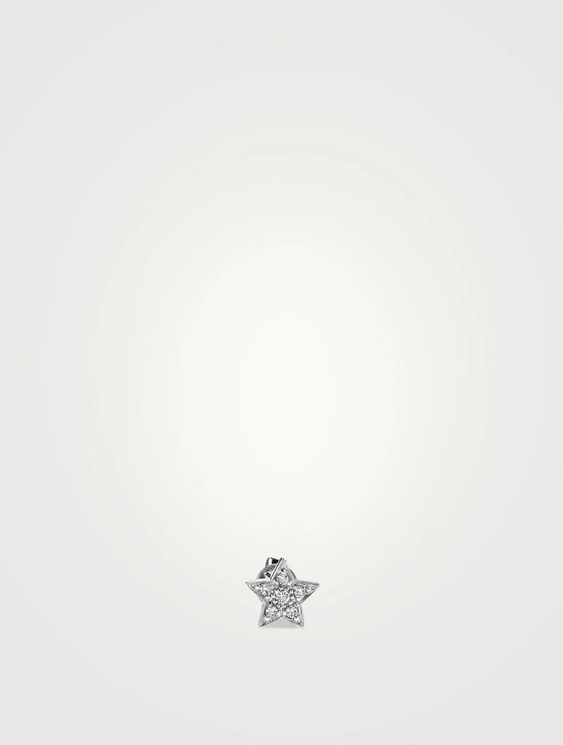 14K White Gold Star Earring With Diamonds