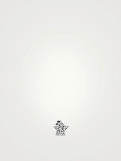 14K White Gold Star Earring With Diamonds