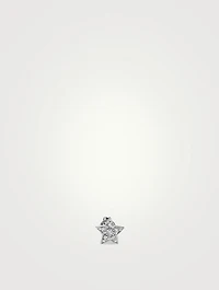14K White Gold Star Earring With Diamonds