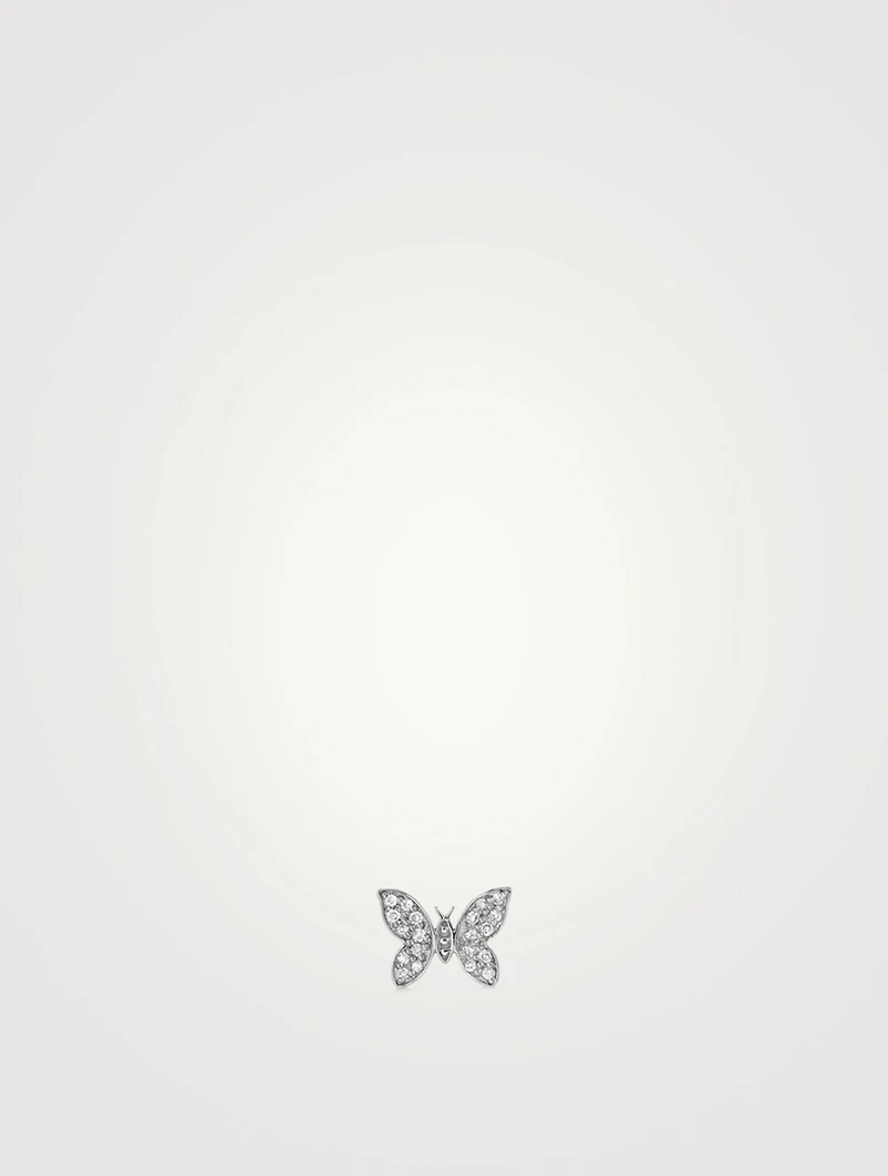 14K White Gold Butterfly Earring With Diamonds