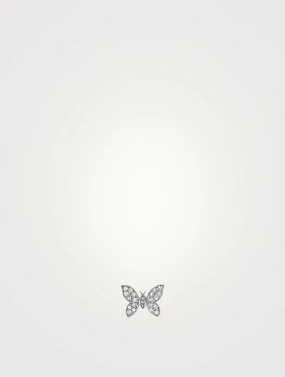 14K White Gold Butterfly Earring With Diamonds