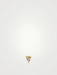 14K Gold Pizza Earring With Diamonds And Ruby