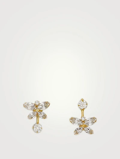 Mini Asymmetrical Butterfly Earrings With Crystals
