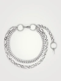 Layered Chain And Hoop Necklace With Crystals