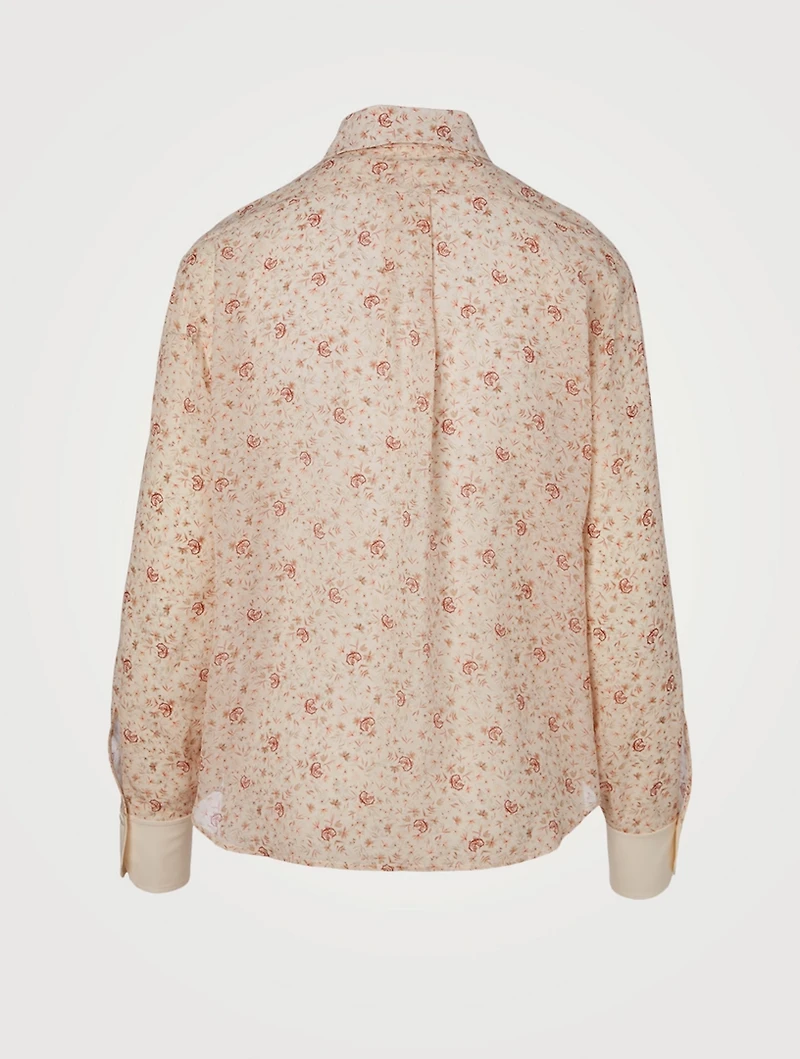 Silk Blouse Micro Flower Print