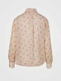 Silk Blouse Micro Flower Print