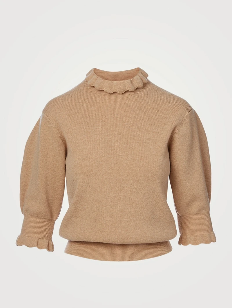 Wool-Blend Sweater With Ruffles