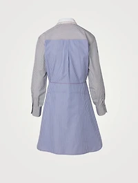 Cotton Mini Shirt Dress Striped Print