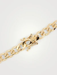 14K Gold Curb Chain Bracelet With Evil Eye Coin