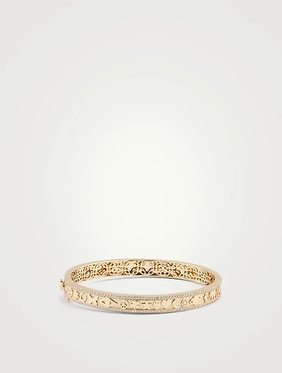 14K Gold Icon Hinge Bangle Bracelets