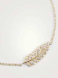14K Gold Feather Chain Bracelet With Diamonds
