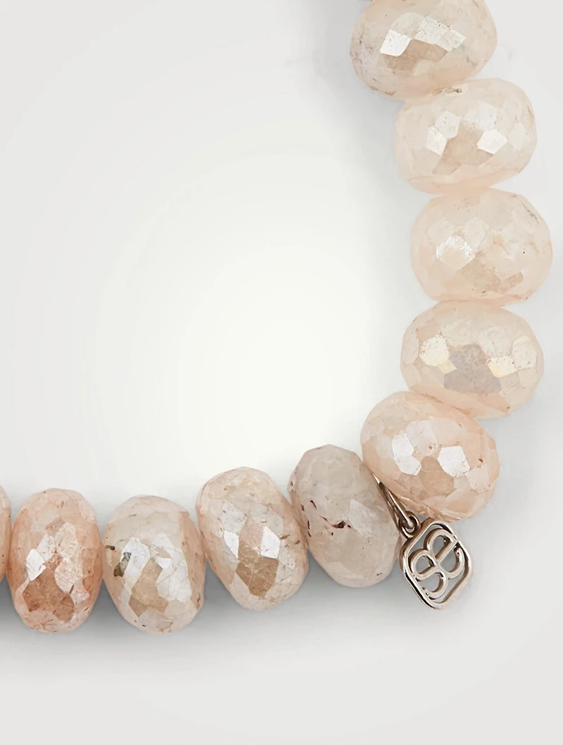 Mystic Blush Grapolite Beaded Bracelet With 14K White Gold Diamond Elephant Charm