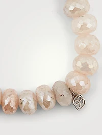 Mystic Blush Grapolite Beaded Bracelet With 14K White Gold Diamond Elephant Charm