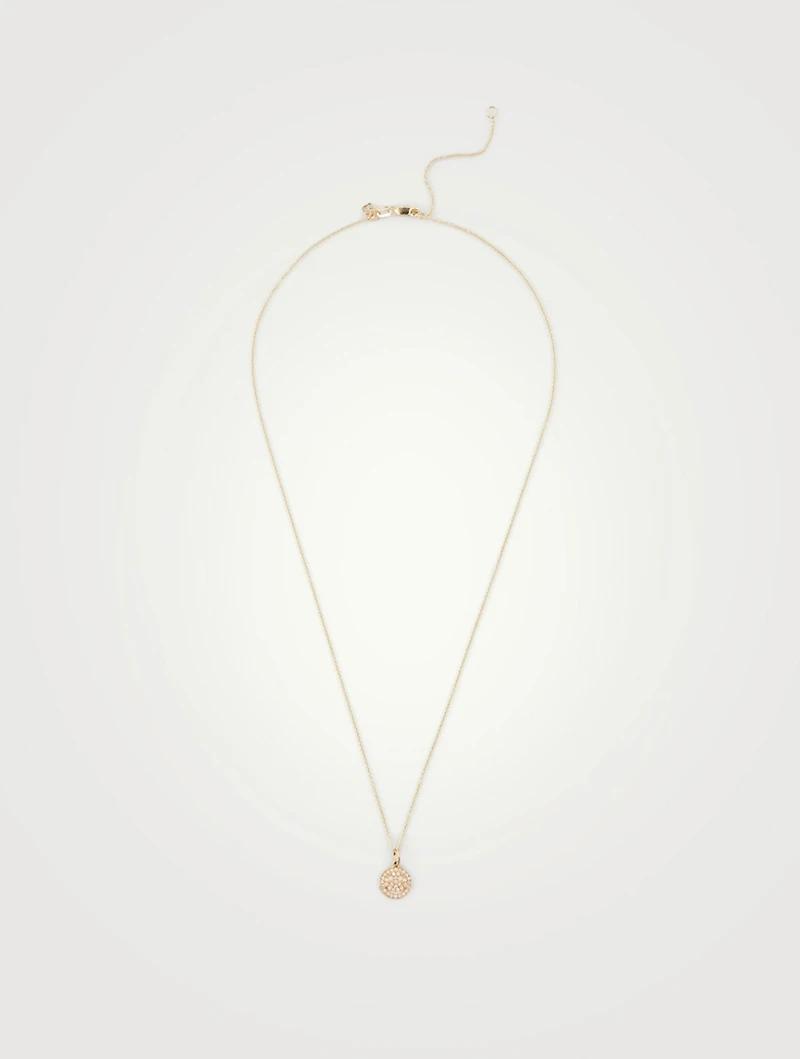 14K Gold Chain Necklace With Diamond Happy Face Charm