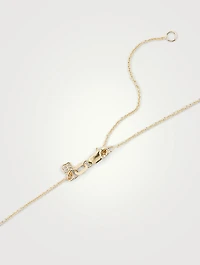 14K Gold Chain Necklace With Diamond Happy Face Charm